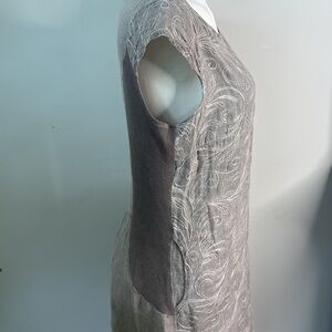 Lina Tomei Linen Gray Embroidery Dress size medium